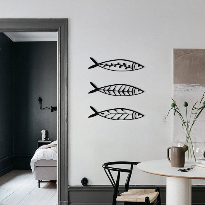 Wallity Hamsi Set de 3 Esculturas de Pared de Metal Negro